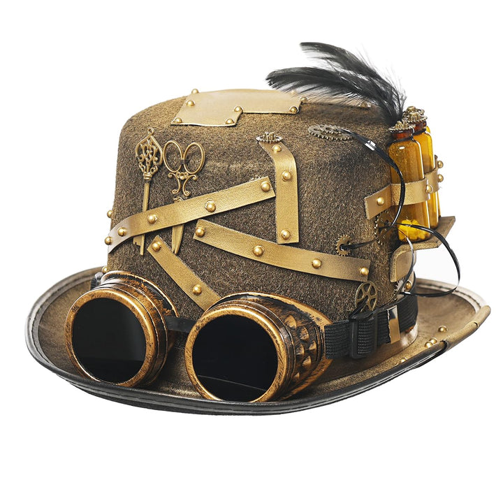 GRACEART Steampunk Hut Vintage Zahnräder und Nieten Hut Steampunk Zylinder M Style02, M Style02