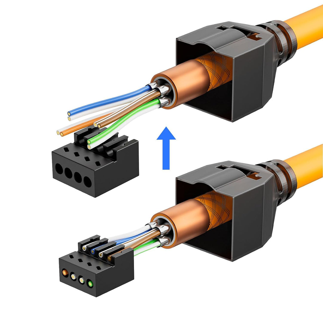 iwillink RJ45 Stecker Werkzeuglos, CAT7 Netzwerkstecker, LAN Stecker Ethernet Verlegekabel 10Gbit/s,