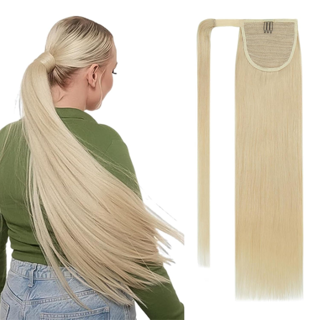 S-noilite Ponytail Extensions Echthaar Wrap Around - 100% Real Echthaar - Pferdeschwanz Haarverlänge