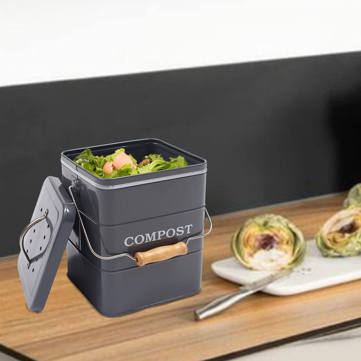 Morezi Kompostbehälter Küche 6 L Komposteimer Biomülleimer - Inklusive Aktivkohlefiltern komposter m