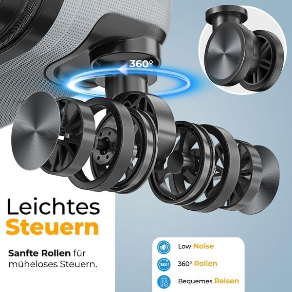KESSER® Reisekoffer Set 3-teilig | Kofferset ABS Hartschalenkoffer mit Zahlenschloss, Kofferwaage &amp;