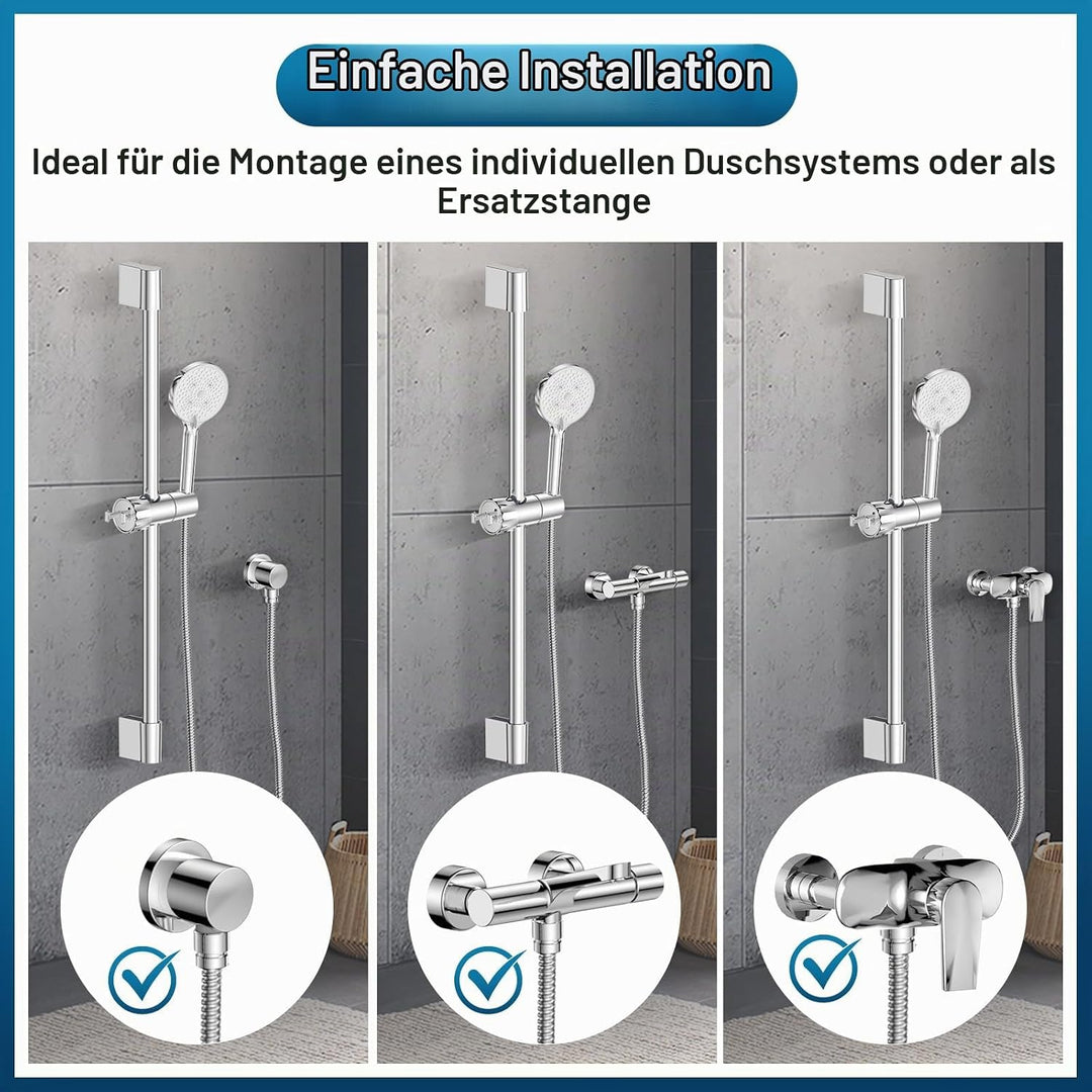 Edelstahl Duschstange 67cm, SREWOHS Brausestange mit Duschkopfhalterung Verstellbar und 360°Drehbar