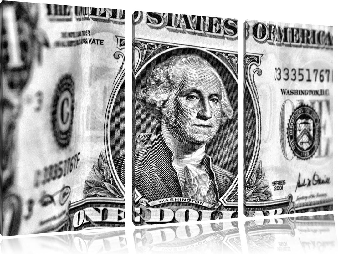 Pixxprint Geldschein Dollar als Leinwandbild | Grösse: 3 Teilig (120x80) | Wandbild| Kunstdruck | fe