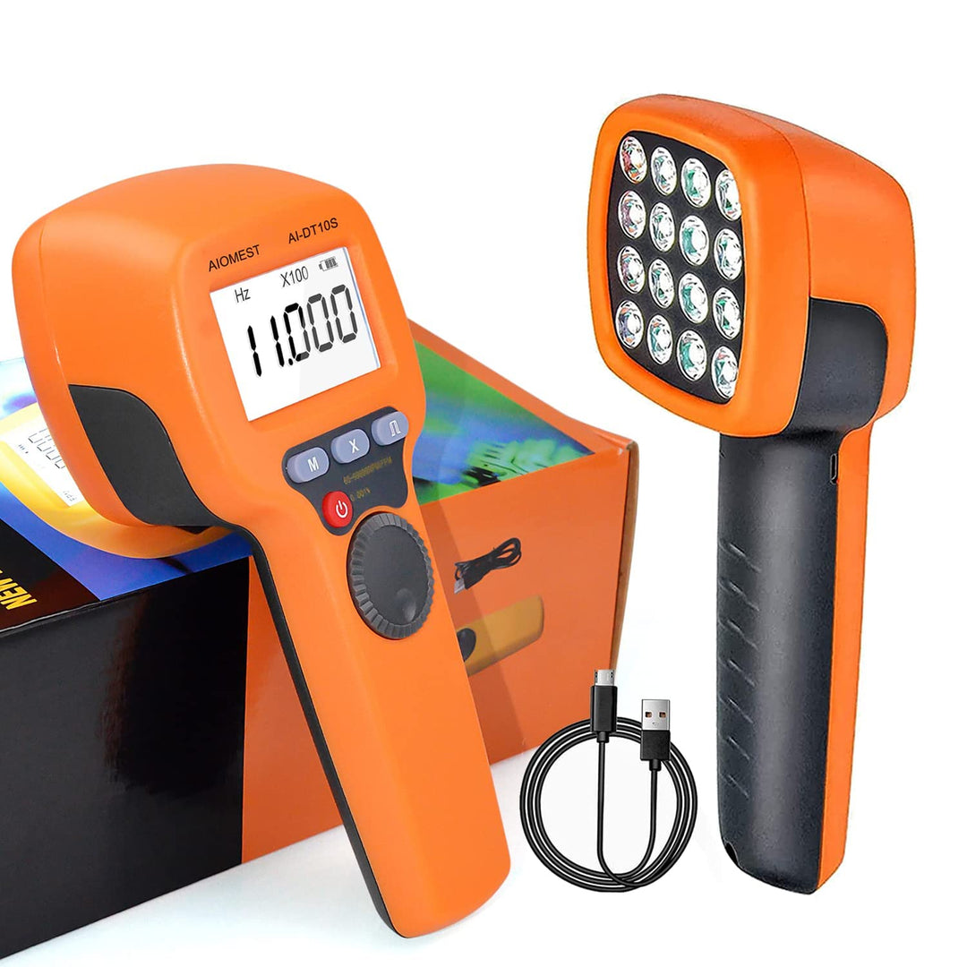 AIOMEST Digitales LED Stroboskop Tachometer Messung 60~99,999 RPM/Hz, wiederaufladbare berührungslos
