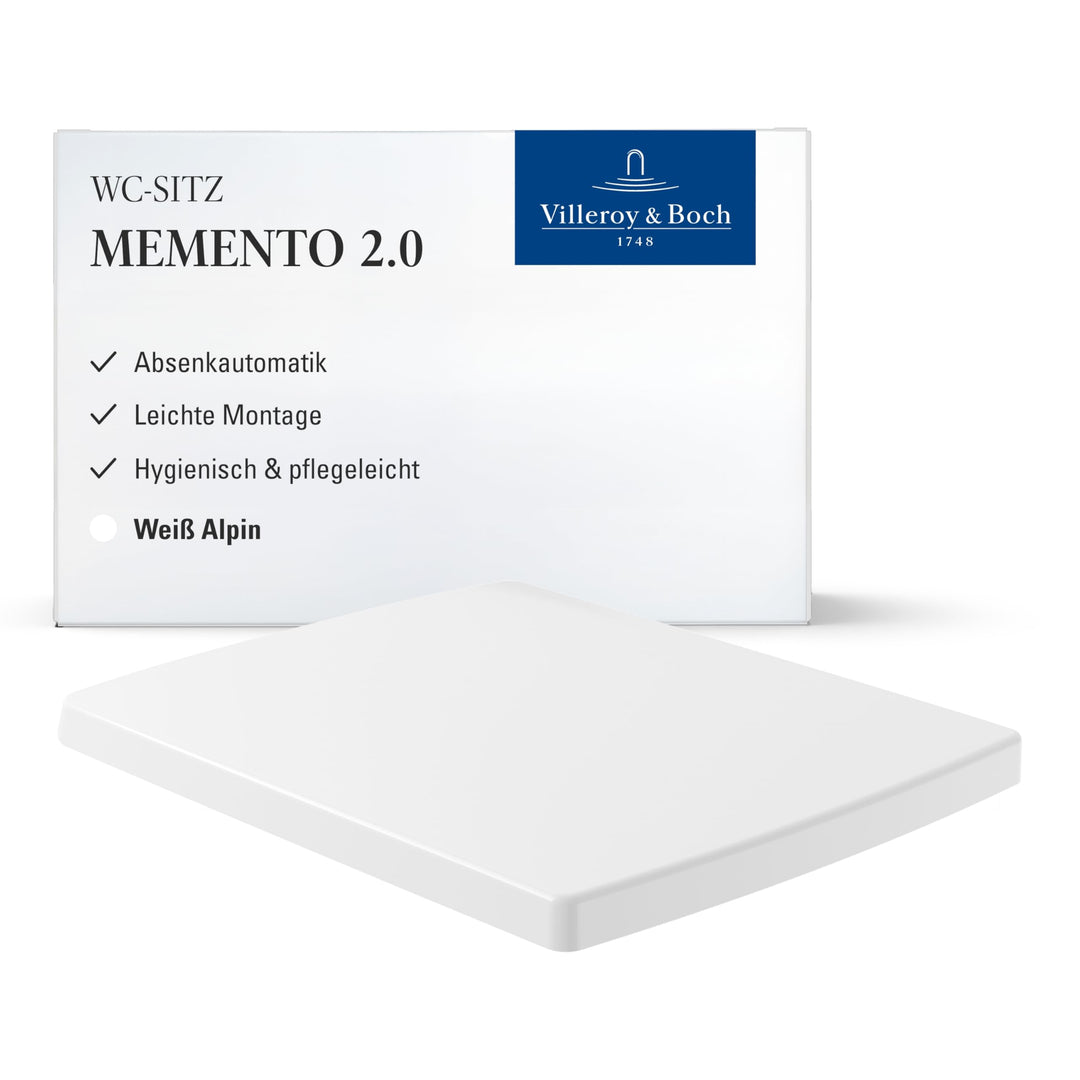 Villeroy & Boch WC-Sitz Memento 2.0 - Toilettendeckel Weiss glänzend mit Absenkautomatik - Abnehmbar