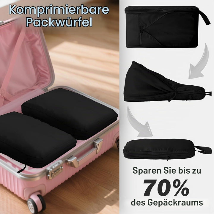 Grosse Koffer Organizer 40×20×25, 2 Stück Packwürfel Kompression &amp; 4 Stück Mesh Packing Cubes, Koffe