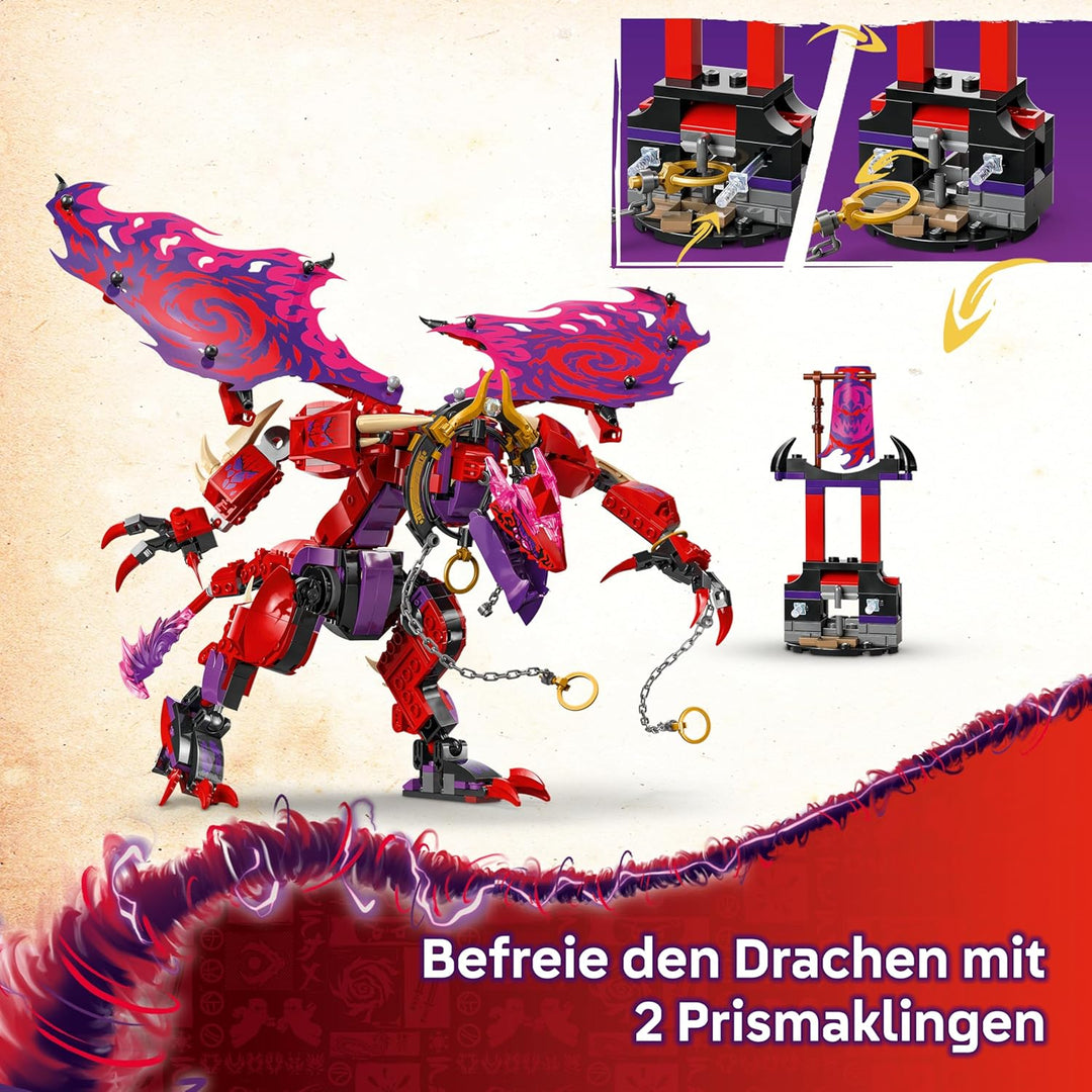 LEGO NINJAGO Chaosdrache Donnerzahn - Kinder Spielzeug - Bewegliche Actionfigur mit 6 Minifiguren (L