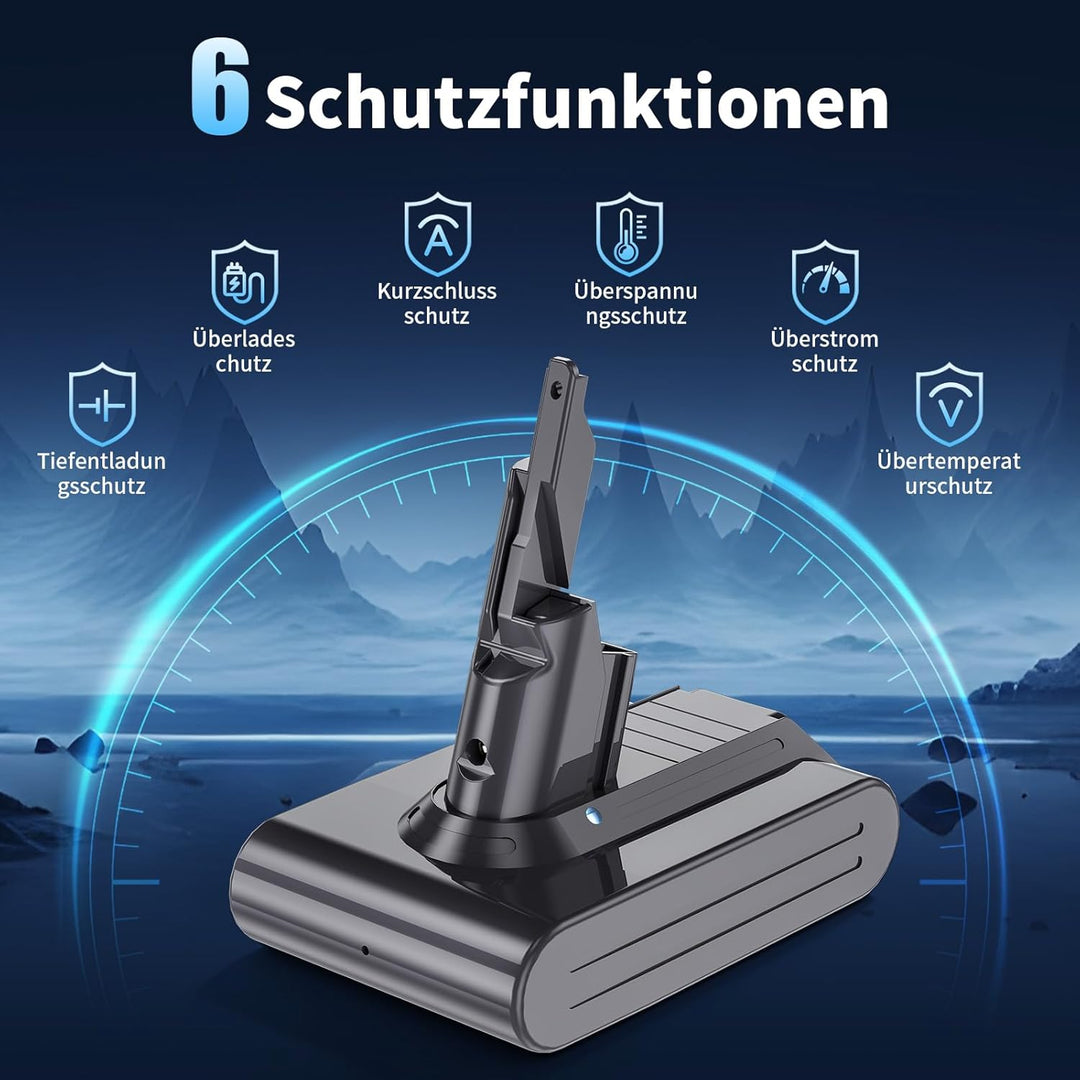8000mAh für Dyson V7 Akku, Ersatzakku für Dyson SV11(2 Filter) V7-8.0, V7-8.0