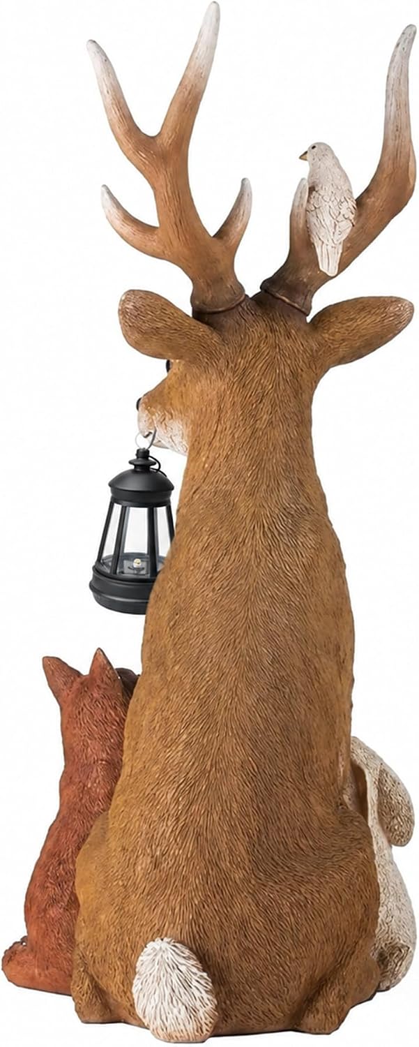 Weihnachtsdeko Hirsch Mit Solar LED Laterne,Gartenfigur B, B