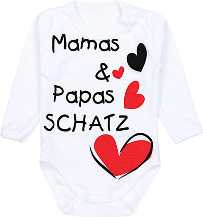 TupTam Unisex Baby Langarm-Body mit Aufdruck 5er Set 92 Mamas Papas Schatz Weiss Elefant Ecru Teddy