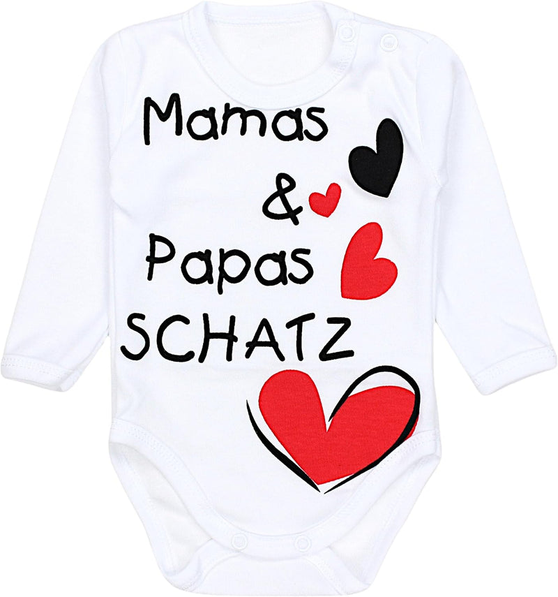 TupTam Unisex Baby Langarm-Body mit Aufdruck 5er Set 50 Mamas Papas Schatz Weiss Elefant Ecru Teddy