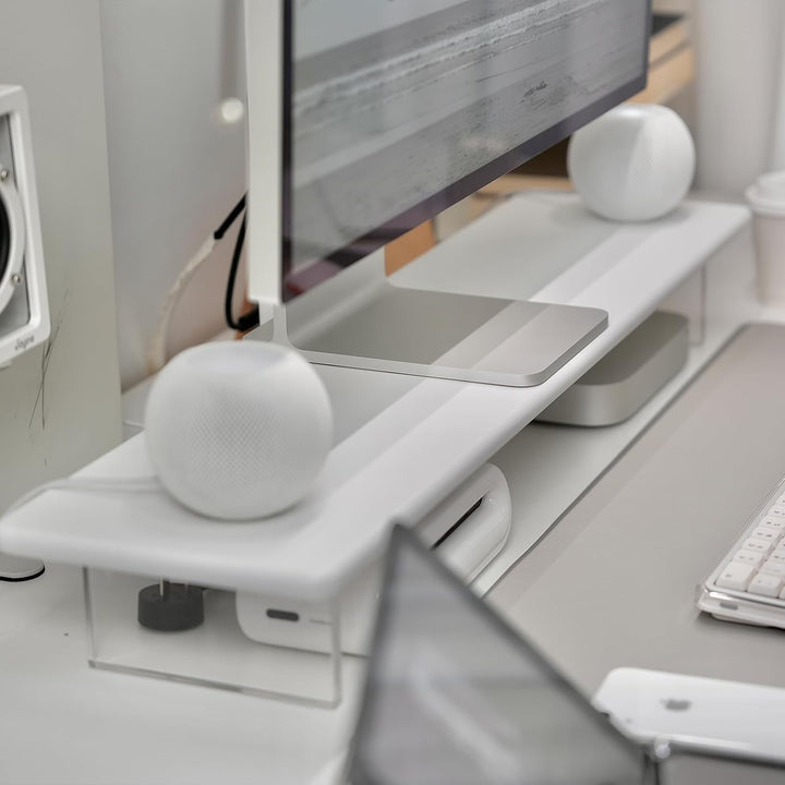 Bambus-Monitorständer mit Acrylfüssen für Schreibtisch, 31,5 Zoll Desktop-Ablage für PC-Monitore, La