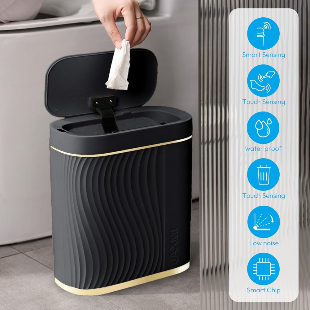 Mülleimer mit Sensor 8L Badezimmer Mülleimer,Automatischer Mülleimer mit Deckel Mülleimer Schmal - G