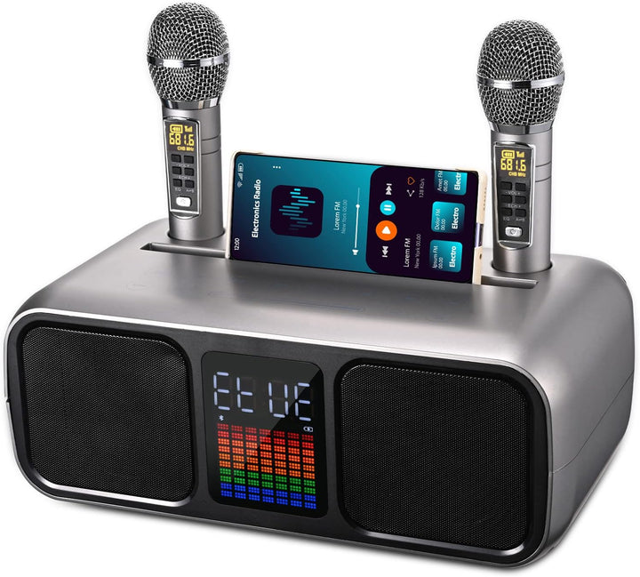 GJCrafts Karaoke Maschine Party Speaker mit 2 Wireless Microphones, Bluetooth Karaoke Lautsprecher m