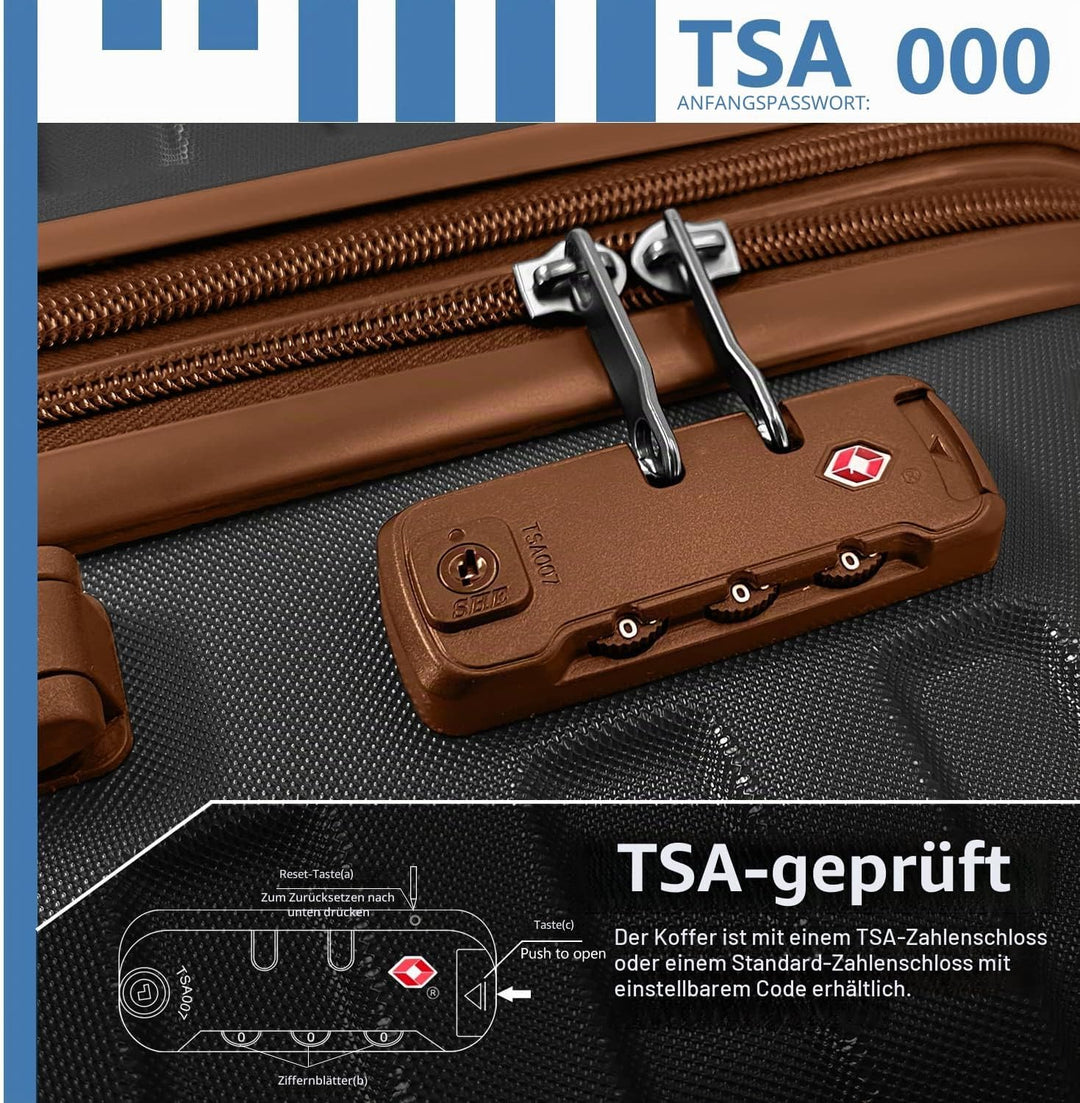 LARVENDER Kofferset 6 Teilig Hartschale Leicht ABS Erweiterbar Reisekoffer Haltbar Handgepäck Sets 4