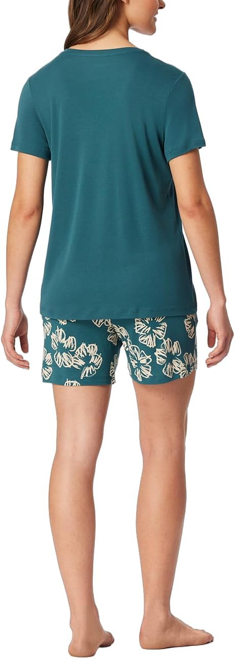 Schiesser Damen Schlafanzug Set kurz Baumwolle Modal - Nightwear 36 Grün_183606, 36 Grün_183606
