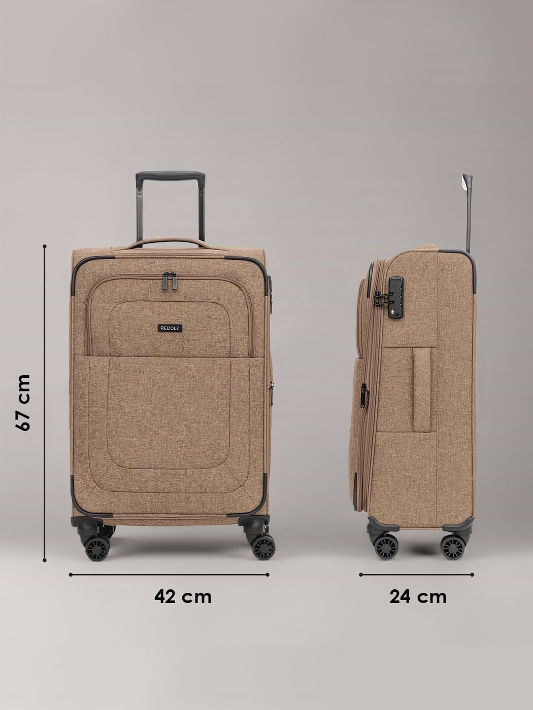 REDOLZ MEDIUM Weichschalen Koffer für Männer &amp; Frauen | leichter Trolley 67 cm mit 4 Doppelrollen &amp;