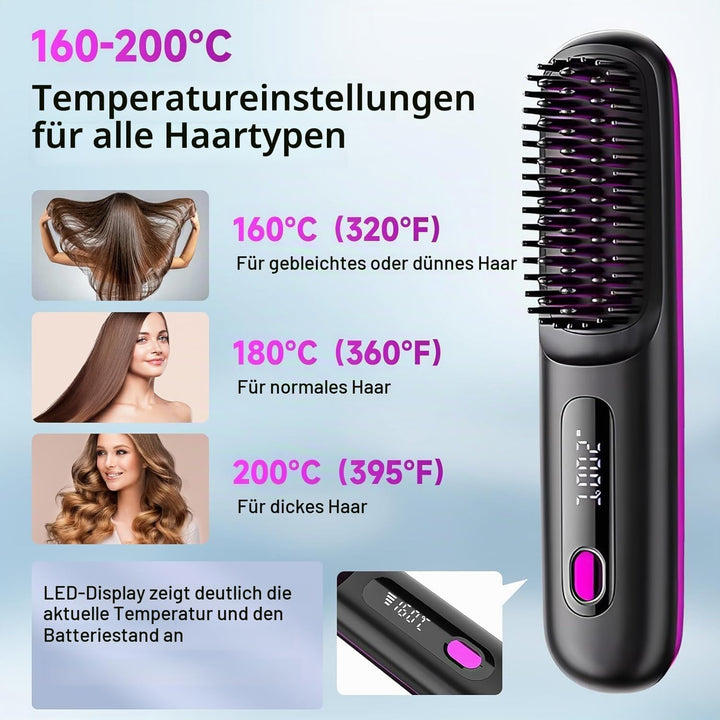 Elektrische Haarbürste Elektrisch, Föhnbürste für Kurzes Haar mit Led Anzeige Und 3 Temperatureinste