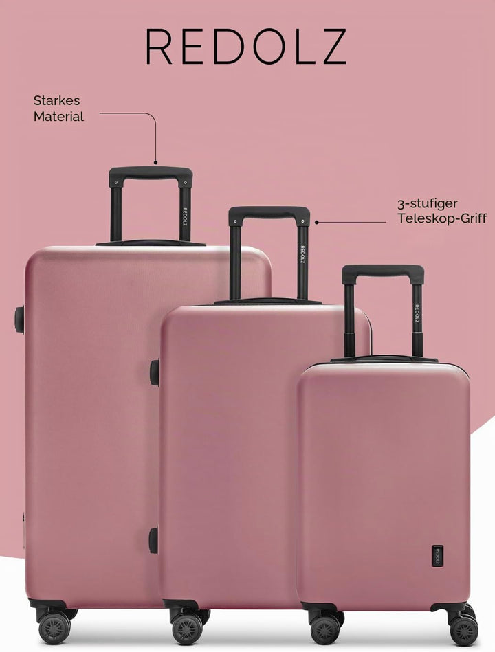 REDOLZ Hartschalen Koffer-Set 3-teilig | Leichte Reise-Trolleys aus hochwertigem, robustem ABS Mater