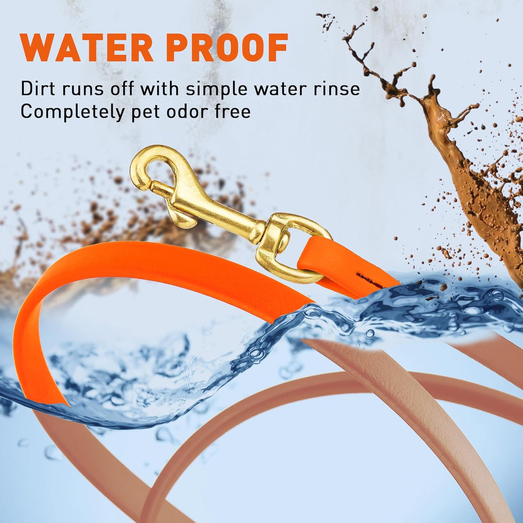 Viper Biothane Hundeleine mit Langer Leine für Hunde, 2 Farben und 6 Grössen Orange 1/2" x 33ft, Ora