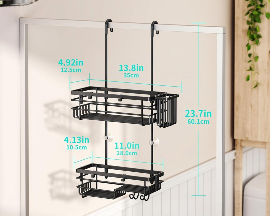 HapiRm Duschregal zum Hängen Duschablage Hängend - 2-Tier Duschablage zum Hängen mit Haken und Zahnb