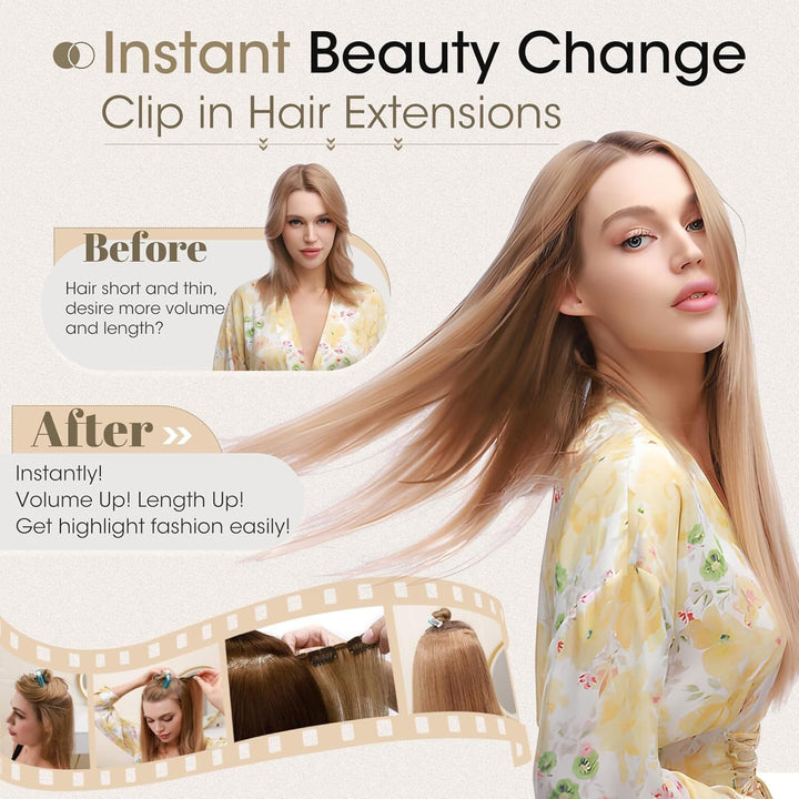 Rich Choices Clip in Extensions Echthaar Extensions Clip in Haarverlängerung Echthaar Remy Human Hai