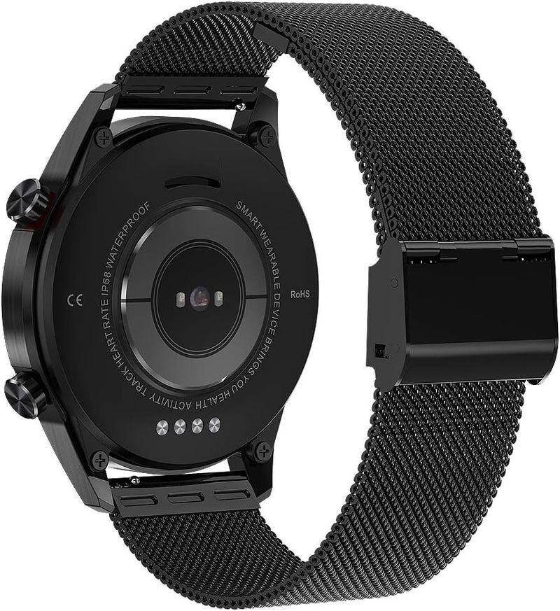 innjoo Smartwatch für Herren, IJ-Men Watch Atom, Schwarz (Stahl Schwarz)