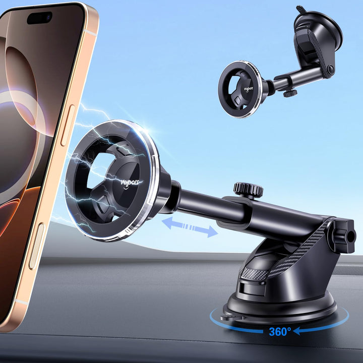 volport Saugnapf Handyhalterung Auto für Magsafe 360° Drehbar Magnetische KFZ Halterung Auto für iPh