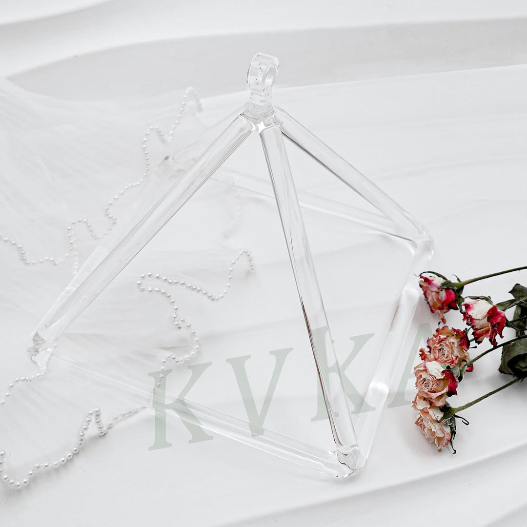 KVKA Transparent Crystal Singing Pyramid with Mallet &amp; Bag - Elegant Sound Healing Decor for Meditat