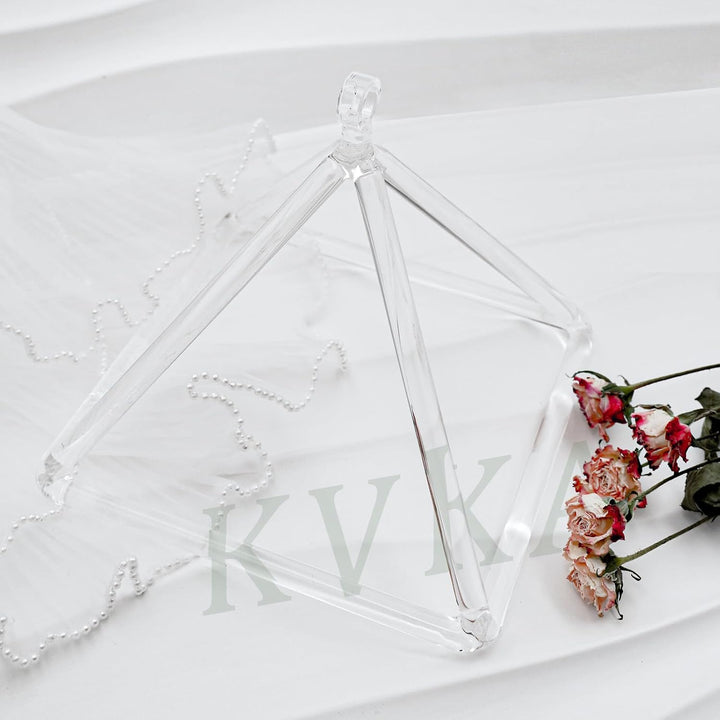 KVKA Transparent Crystal Singing Pyramid with Mallet &amp; Bag - Elegant Sound Healing Decor for Meditat