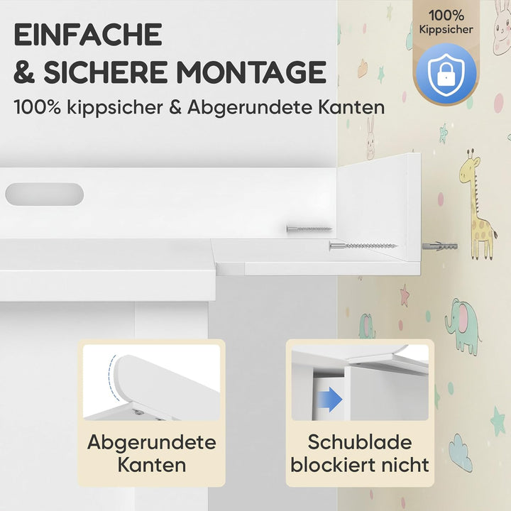 Wickelaufsatz Malm Kommode [80 & 160cm] ohne Lücke zur Wand - Für grosse und kleine Malm Kommoden