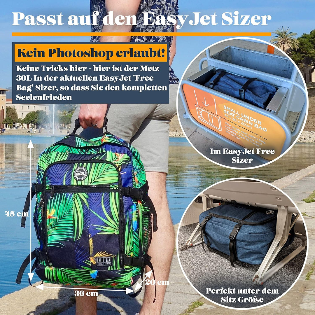 Cabin Max Metz Handgepäck Rucksack 45x36x20, Reiserucksack, Rucksack Flugzeug, Travel Backpack für C