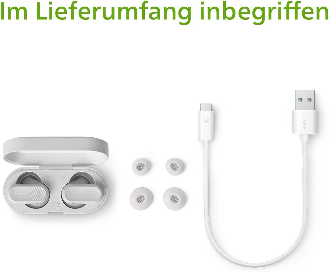 Philips TAT3509WT Noise Cancelling True Wireless In Ear Bluetooth Headphones - Small buds. Natural s