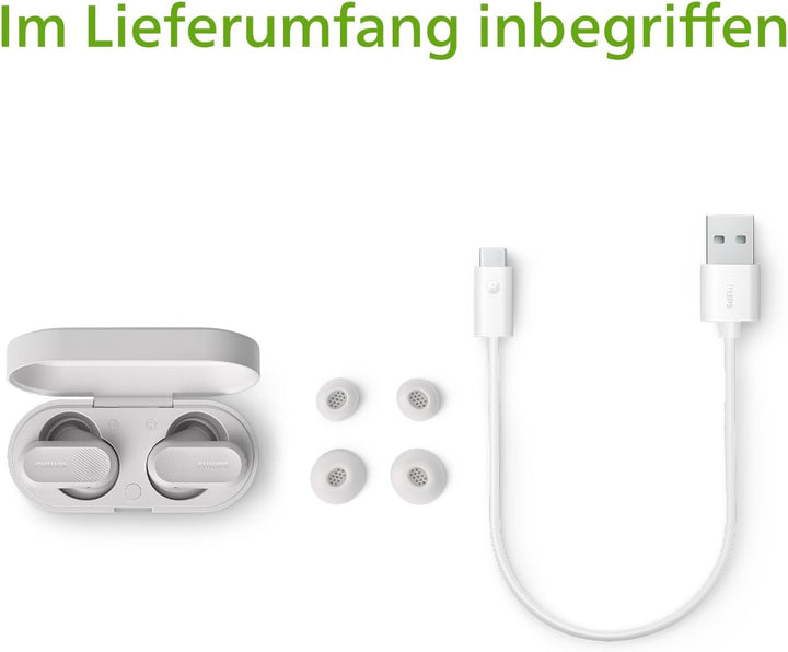 Philips TAT3509WT Noise Cancelling True Wireless In Ear Bluetooth Headphones - Small buds. Natural s