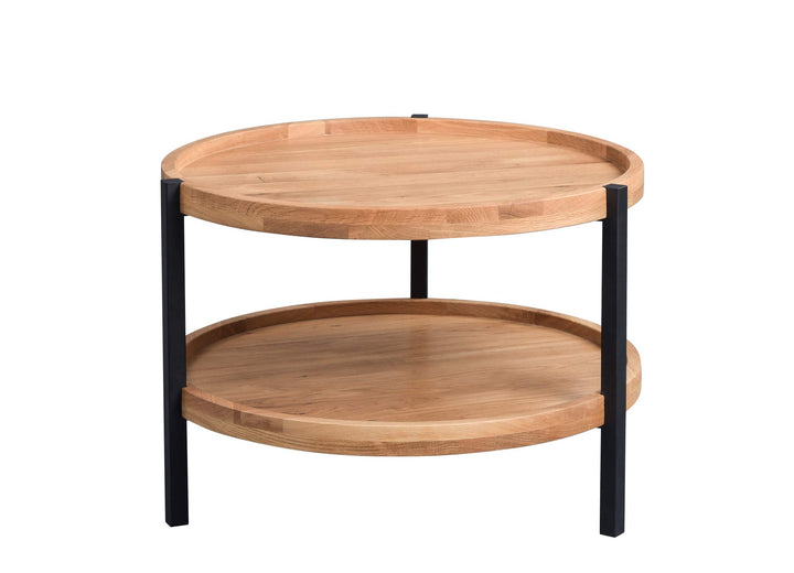 M2 Kollektion Alva 2 Couchtisch, Echtholz Wildeiche furniert, braun, Durchmesser 65cm, Höhe 46cm, Al