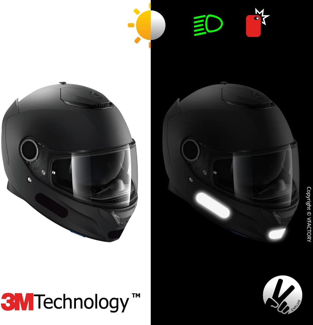 VFLUO - Kit 4 Streifen Schwarz Reflektierende Aufkleber für Motorradhelm - zugelassen für FR-Masse -