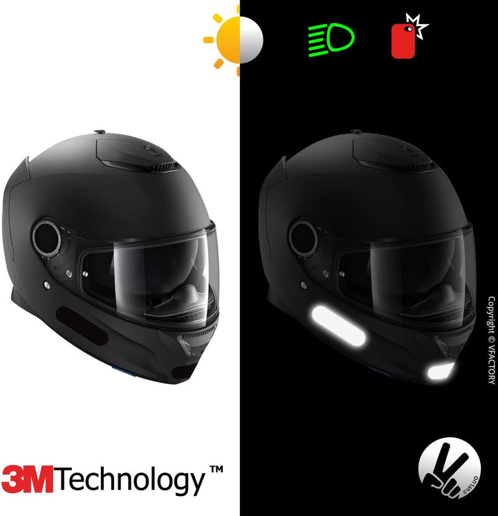 VFLUO - Kit 4 Streifen Schwarz Reflektierende Aufkleber für Motorradhelm - zugelassen für FR-Masse -