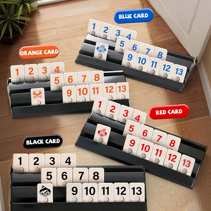 Rummy Reisespiel, Rummy Titel Set Mit 104 Karten und 4 Kartenständer Tragbares Mini Rummi Set Mit Au