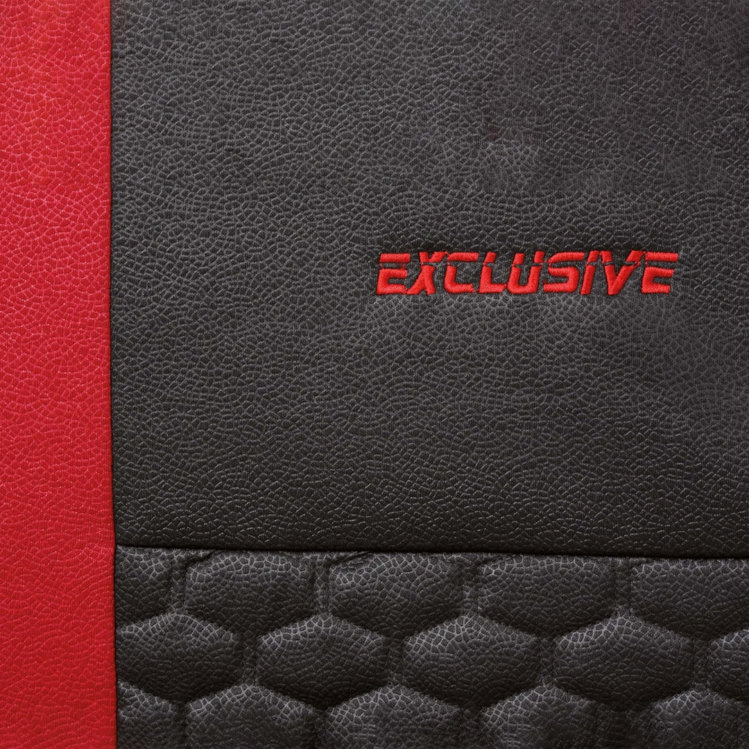 PETEX Auto Sitzbezüge Universal Komplett Set 17-teilig - Exclusive rot, Eco Class mit SAB 1 Vario Pl