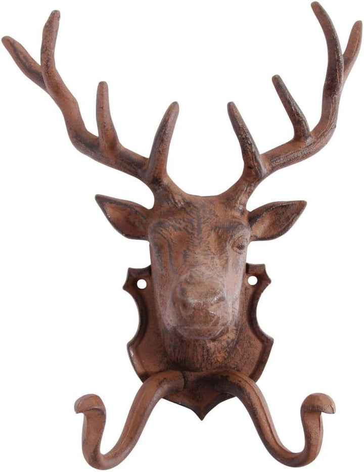 Esschert Design Wandbefestigung, 2er Wandhaken Hirsch, rostbraun, 22 x 9.9 x 27.6 cm, DB42 Single, S