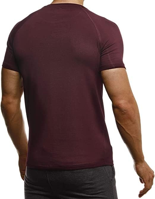 Leif Nelson Gym Herren Fitness T-Shirt Slim Fit Moderner Männer Bodybuilder Trainingsshirt Kurzarm T