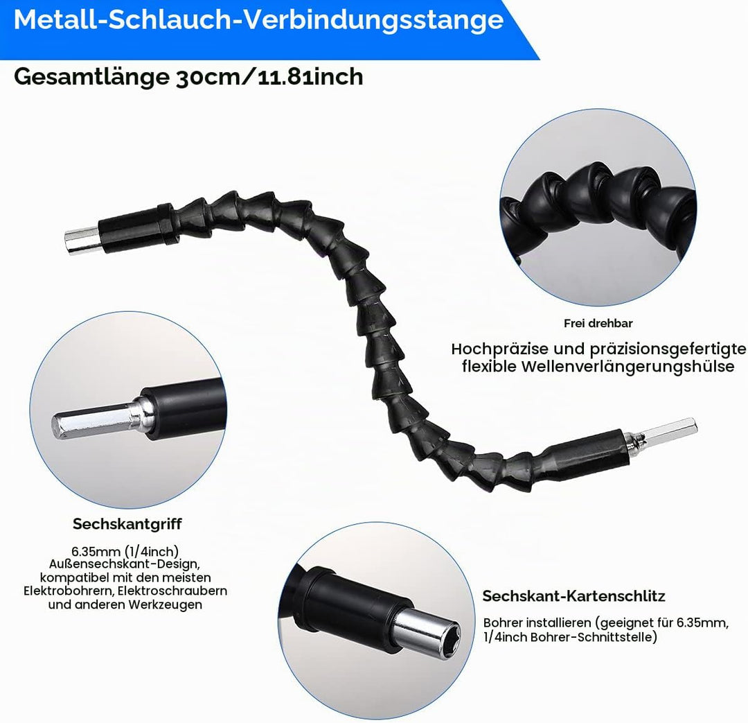 2pcs 105° Winkelaufsatz für Akkuschrauber Adapter, 3pcs 1/4 Sechskantschaft Verlängerungsstange, 1pc