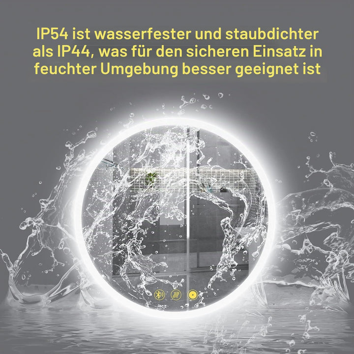 AI-LIGHTING Badspiegel mit Beleuchtung Bluetooth Rund 60 cm Badezimmer Spiegel mit Led Licht, 3 Lich