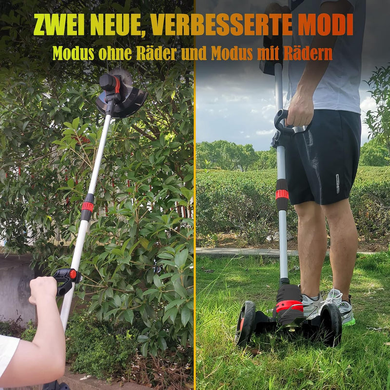 Rasentrimmer mit Akku Freischneider mit Unkrautbürste, 4 in 1 Akku Rasentrimmer mit Unkrautbürste, M