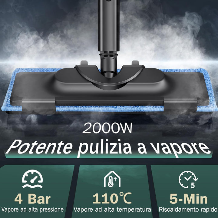 Dampfreiniger, 4Bar Dampfdruck, 45Min Laufzeit, Steam Cleaner Einstellbarer & Arretierbarer Dampf, 2