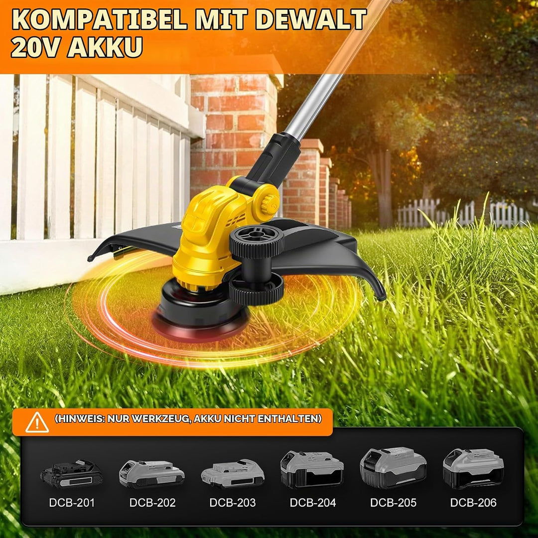 Akku Rasentrimmer kompatibel mit Dewalt 20V MAX Akku, 5-in-1 Bürstenloser Elektrischer Rasentrimmer,