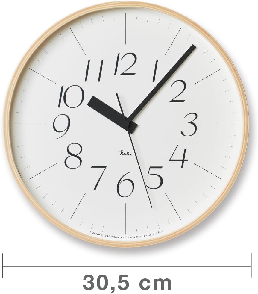 Lemnos Wanduhr Riki Clock Optima M/Designer Wanduhr ohne Tickgeräusche aus Japan/Wanduhr modern mit