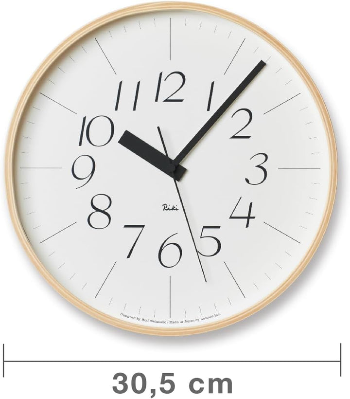 Lemnos Wanduhr Riki Clock Optima M/Designer Wanduhr ohne Tickgeräusche aus Japan/Wanduhr modern mit