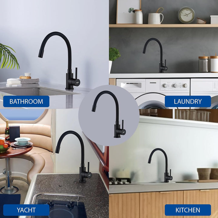 Wasserhahn Küche Schwarz, Flexibler Armatur Küche, Hochdruck Küchenamatur Schwarz 360° Drehbar, Misc