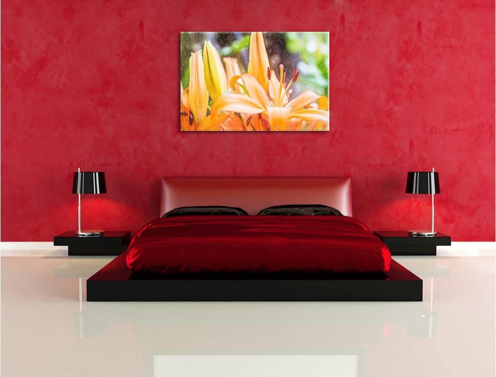 Pixxprint Lilien als Leinwandbild/Grösse: 100x70 / Wandbild/Kunstdruck/fertig bespannt, 100x70